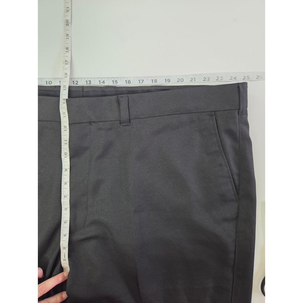 CM Silver Edition Men Black Flat Front Dress Pants Slacks 50x32 Polyester Office - Picture 3 of 10